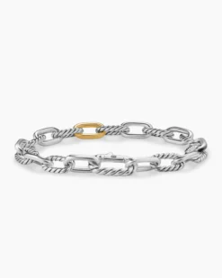 DY Madison® Chain Bracelet Sterling Silver with 18K Yellow Gold, 8.5mm