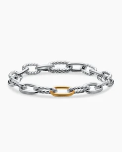 DY Madison® Chain Bracelet Sterling Silver with 18K Yellow Gold, 8.5mm