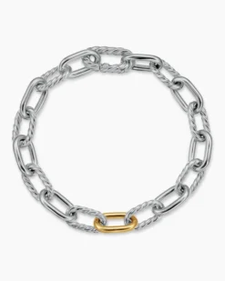 DY Madison® Chain Bracelet Sterling Silver with 18K Yellow Gold, 8.5mm