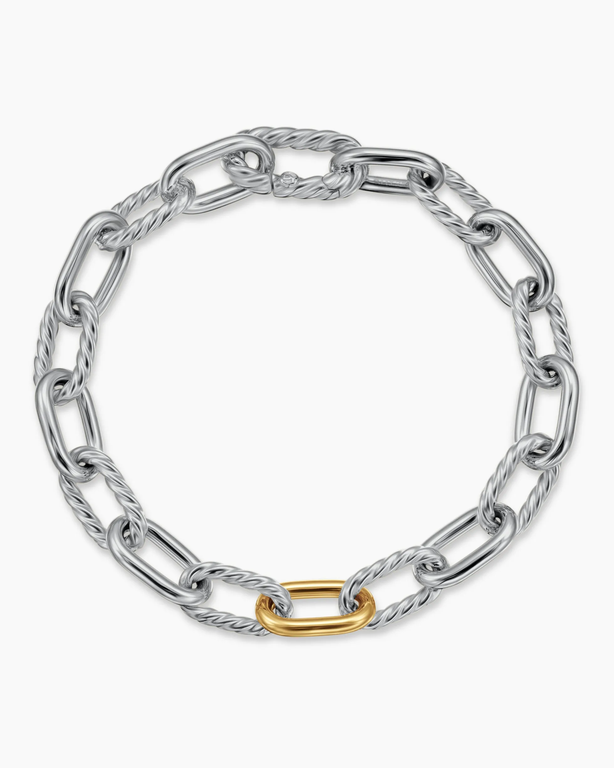 DY Madison® Chain Bracelet Sterling Silver with 18K Yellow Gold, 8.5mm