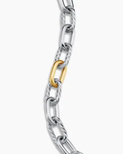 DY Madison® Chain Bracelet Sterling Silver with 18K Yellow Gold, 8.5mm