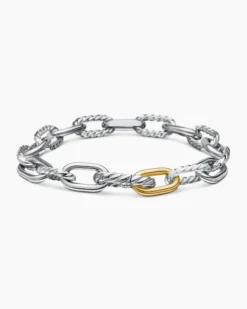 DY Madison® Chain Bracelet Sterling Silver with 18K Yellow Gold, 8.5mm