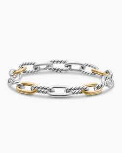DY Madison® Chain Bracelet Sterling Silver with 18K Yellow Gold, 8.5mm