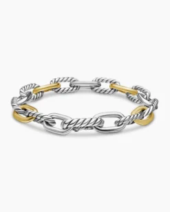 DY Madison® Chain Bracelet Sterling Silver with 18K Yellow Gold, 8.5mm