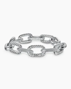 DY Madison® Chain Bracelet Sterling Silver with Diamonds, 11mm