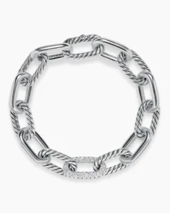 DY Madison® Chain Bracelet Sterling Silver with Diamonds, 11mm