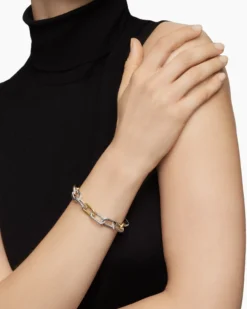 DY Madison® Chain Bracelet Sterling Silver with 18K Yellow Gold, 11mm