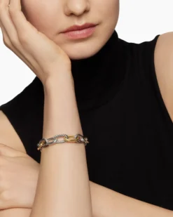 DY Madison® Chain Bracelet Sterling Silver with 18K Yellow Gold, 11mm