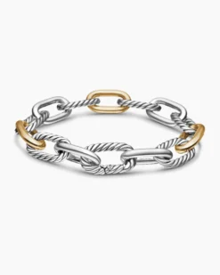DY Madison® Chain Bracelet Sterling Silver with 18K Yellow Gold, 11mm