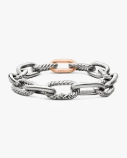 DY Madison® Chain Bracelet Sterling Silver with 18K Rose Gold, 11mm