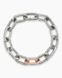 DY Madison® Chain Bracelet Sterling Silver with 18K Rose Gold, 11mm