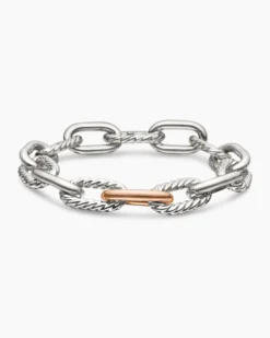 DY Madison® Chain Bracelet Sterling Silver with 18K Rose Gold, 11mm