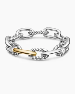 DY Madison® Chain Bracelet Sterling Silver with 18K Yellow Gold, 13.5mm