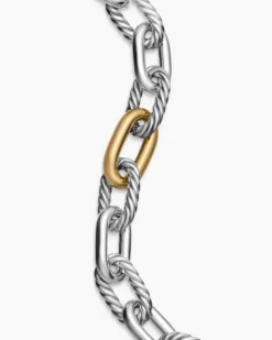DY Madison® Chain Bracelet Sterling Silver with 18K Yellow Gold, 13.5mm