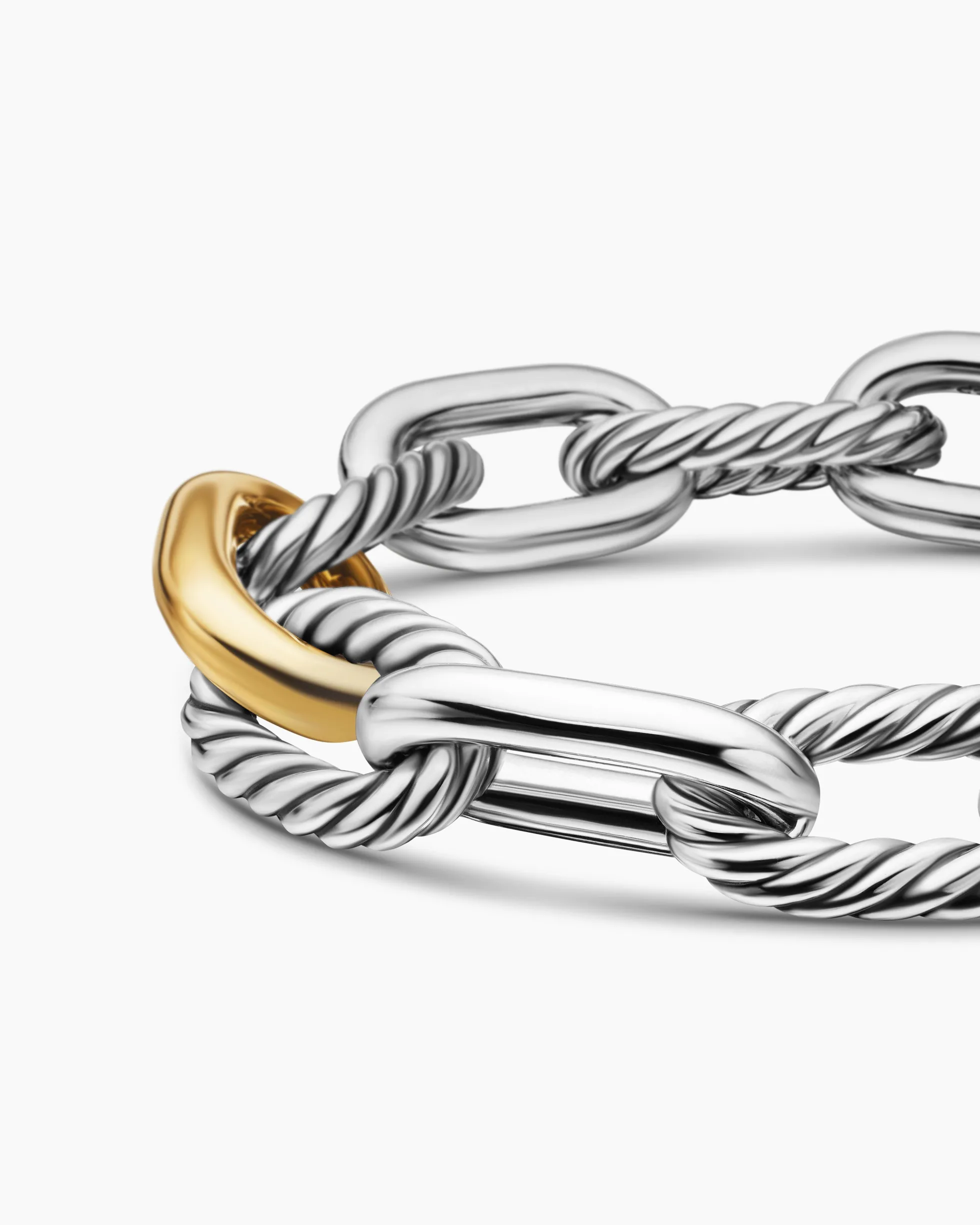 DY Madison® Chain Bracelet Sterling Silver with 18K Yellow Gold, 13.5mm