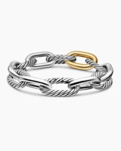 DY Madison® Chain Bracelet Sterling Silver with 18K Yellow Gold, 13.5mm