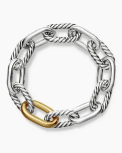 DY Madison® Chain Bracelet Sterling Silver with 18K Yellow Gold, 13.5mm