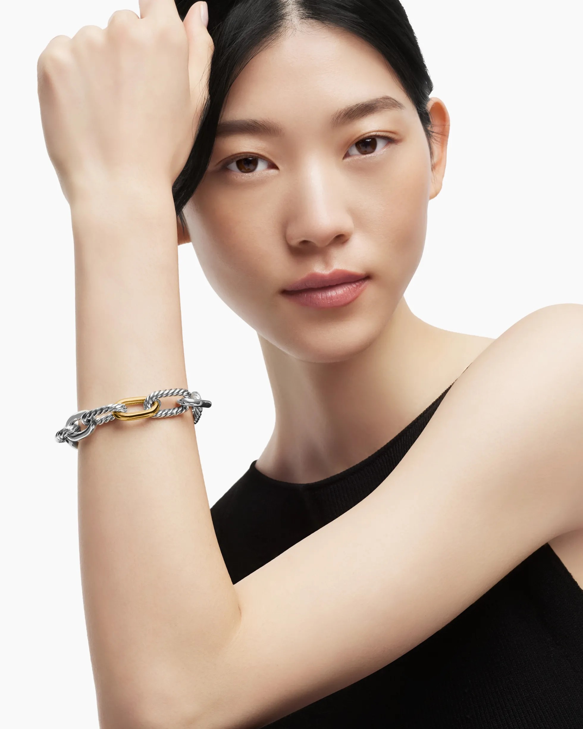 DY Madison® Chain Bracelet Sterling Silver with 18K Yellow Gold, 13.5mm