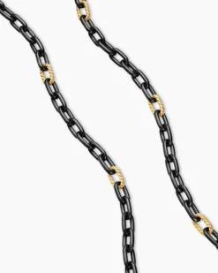 DY Madison® Chain Necklace Black Titanium with 18K Yellow Gold, 6mm