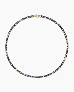 DY Madison® Chain Necklace Black Titanium with 18K Yellow Gold, 6mm