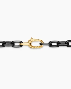 DY Madison® Chain Necklace Black Titanium with 18K Yellow Gold, 6mm