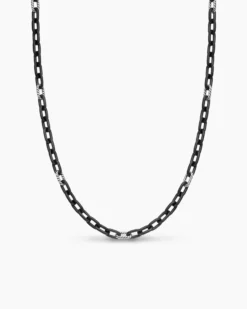 DY Madison® Chain Necklace Black Titanium with Sterling Silver, 6mm