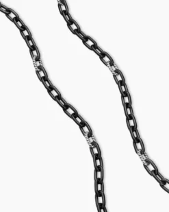 DY Madison® Chain Necklace Black Titanium with Sterling Silver, 6mm