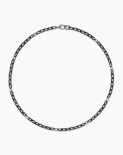 DY Madison® Chain Necklace Black Titanium with Sterling Silver, 6mm