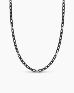 DY Madison® Chain Necklace Black Titanium with Sterling Silver, 6mm
