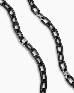 DY Madison® Chain Necklace Black Titanium with Sterling Silver, 8.5mm