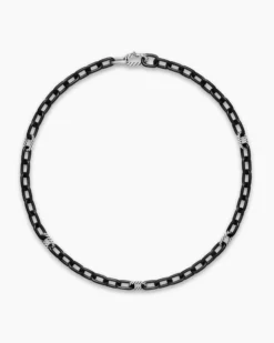DY Madison® Chain Necklace Black Titanium with Sterling Silver, 8.5mm