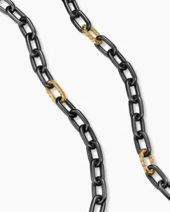 DY Madison® Chain Necklace Black Titanium with 18K Yellow Gold, 8.5mm