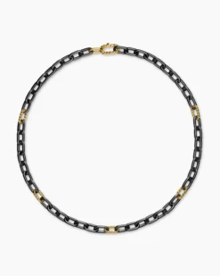 DY Madison® Chain Necklace Black Titanium with 18K Yellow Gold, 8.5mm