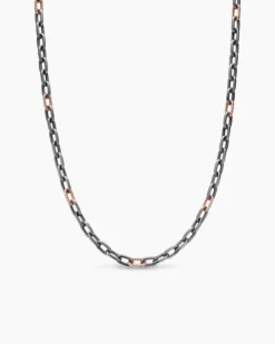 DY Madison® Chain Necklace Grey Titanium with 18K Rose Gold, 6mm