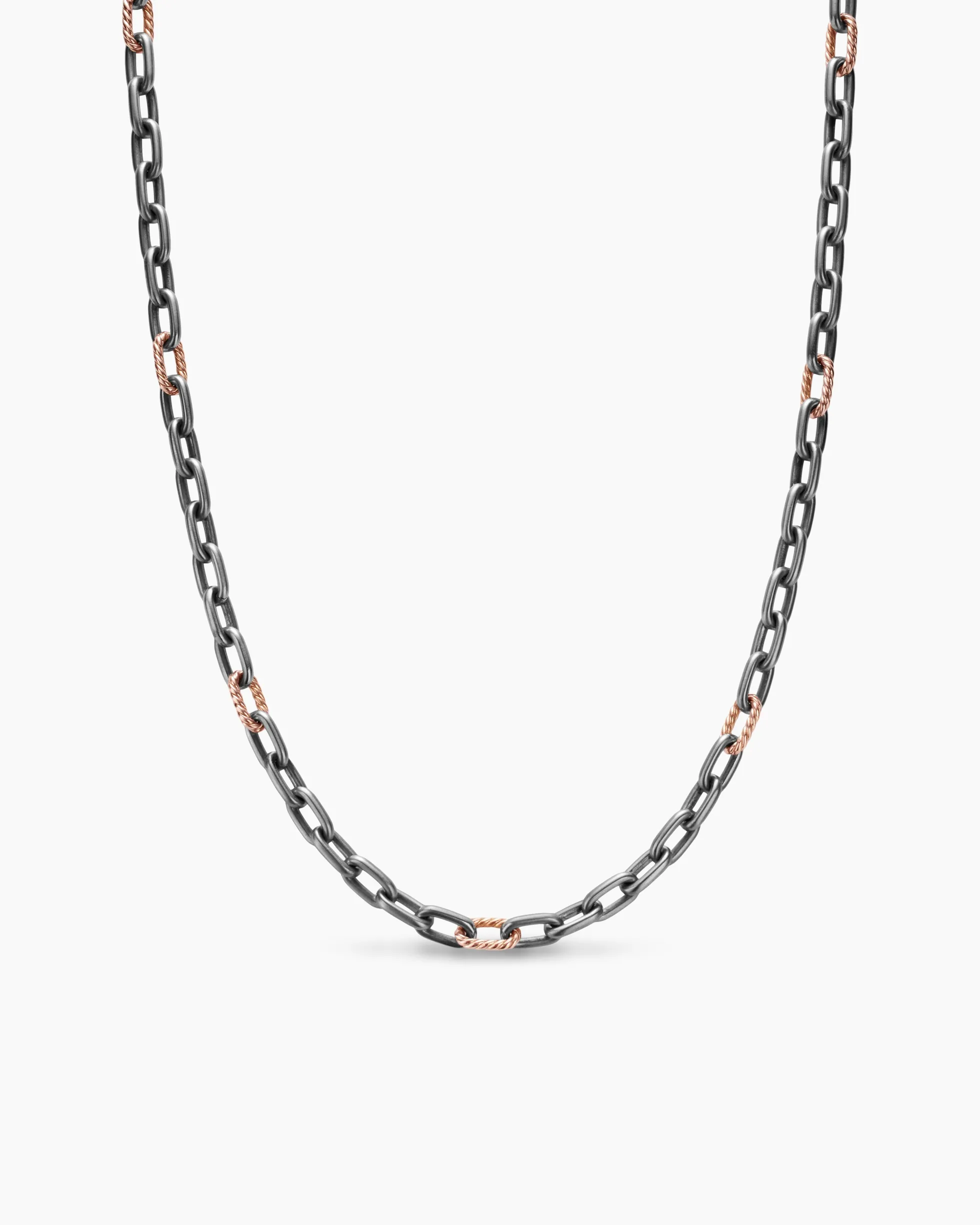 DY Madison® Chain Necklace Grey Titanium with 18K Rose Gold, 6mm