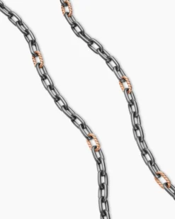 DY Madison® Chain Necklace Grey Titanium with 18K Rose Gold, 6mm