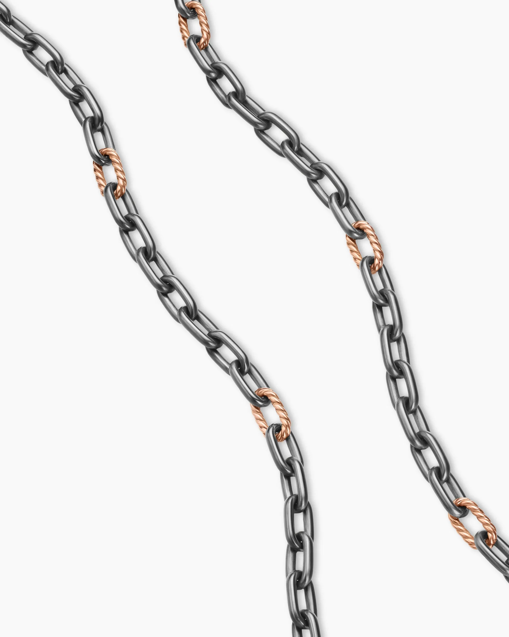 DY Madison® Chain Necklace Grey Titanium with 18K Rose Gold, 6mm