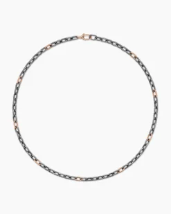 DY Madison® Chain Necklace Grey Titanium with 18K Rose Gold, 6mm
