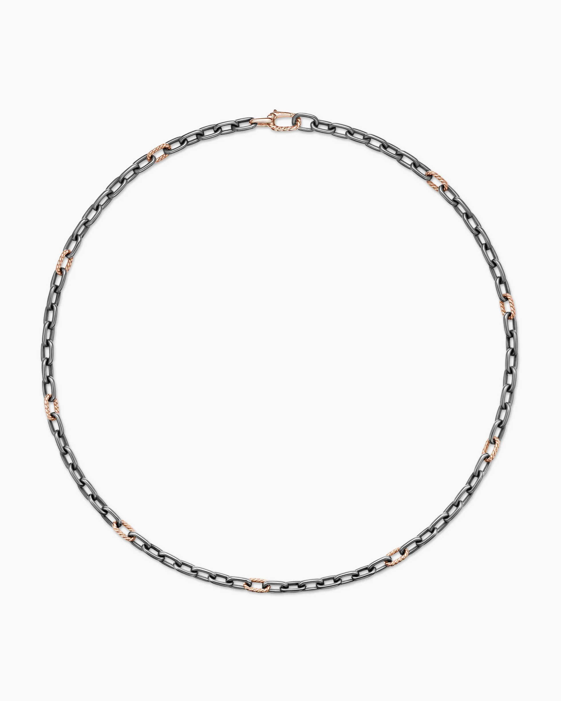 DY Madison® Chain Necklace Grey Titanium with 18K Rose Gold, 6mm
