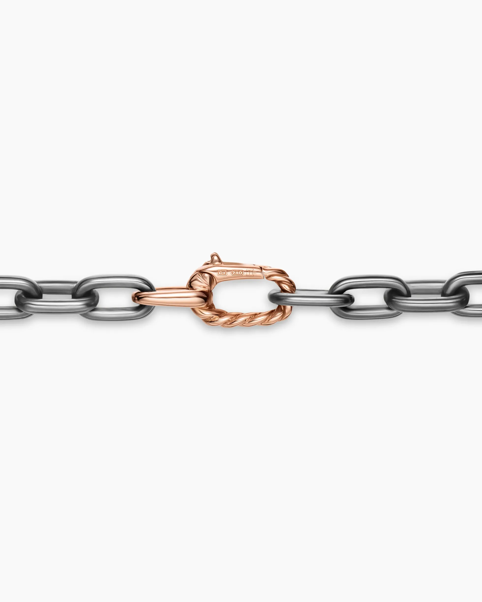 DY Madison® Chain Necklace Grey Titanium with 18K Rose Gold, 6mm