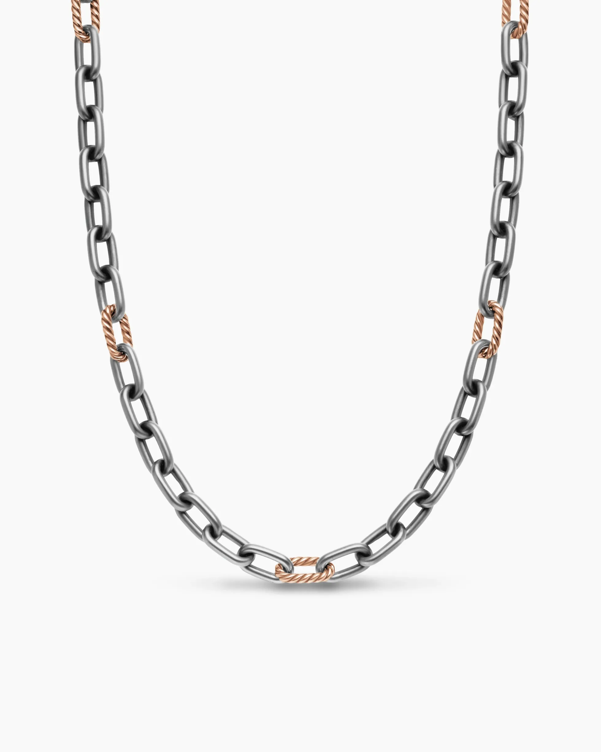 DY Madison® Chain Necklace Grey Titanium with 18K Rose Gold, 8.5mm