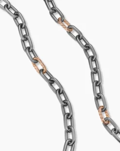 DY Madison® Chain Necklace Grey Titanium with 18K Rose Gold, 8.5mm