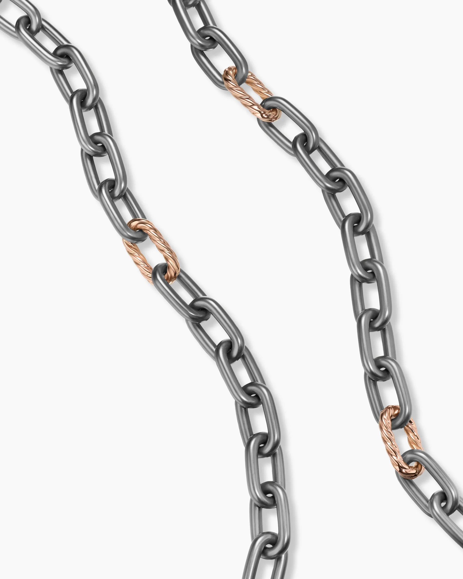 DY Madison® Chain Necklace Grey Titanium with 18K Rose Gold, 8.5mm