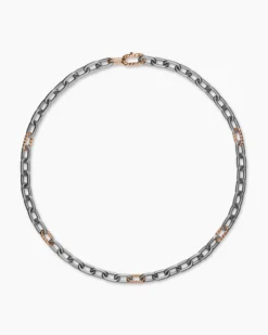 DY Madison® Chain Necklace Grey Titanium with 18K Rose Gold, 8.5mm
