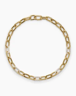 DY Madison® Chain Necklace 18K Yellow Gold with Diamonds, 11mm