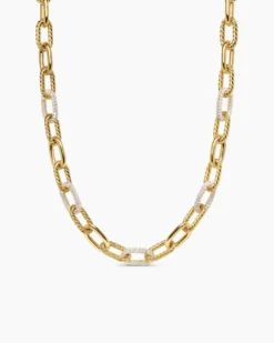 DY Madison® Chain Necklace 18K Yellow Gold with Diamonds, 11mm