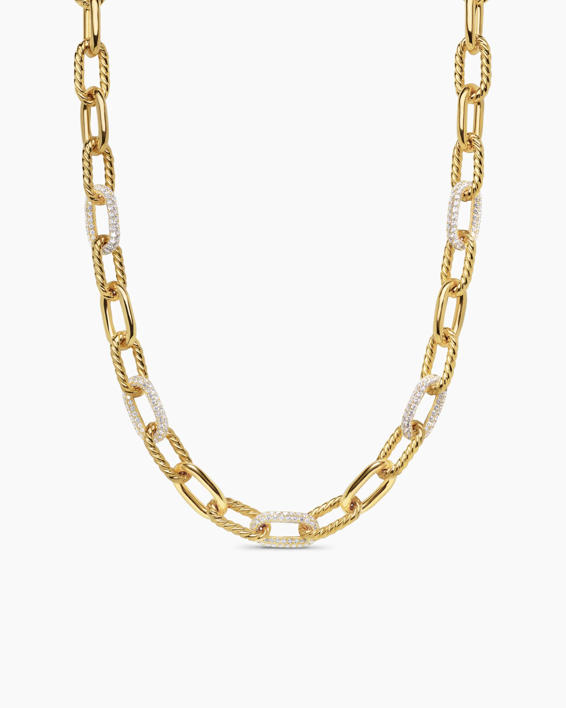 DY Madison® Chain Necklace 18K Yellow Gold with Diamonds, 11mm