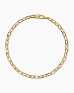 DY Madison® Chain Necklace 18K Yellow Gold with Diamonds, 8.5mm