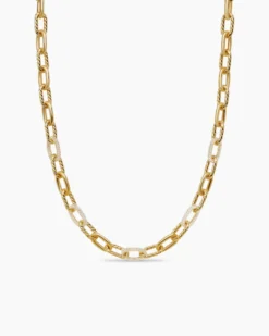 DY Madison® Chain Necklace 18K Yellow Gold with Diamonds, 8.5mm