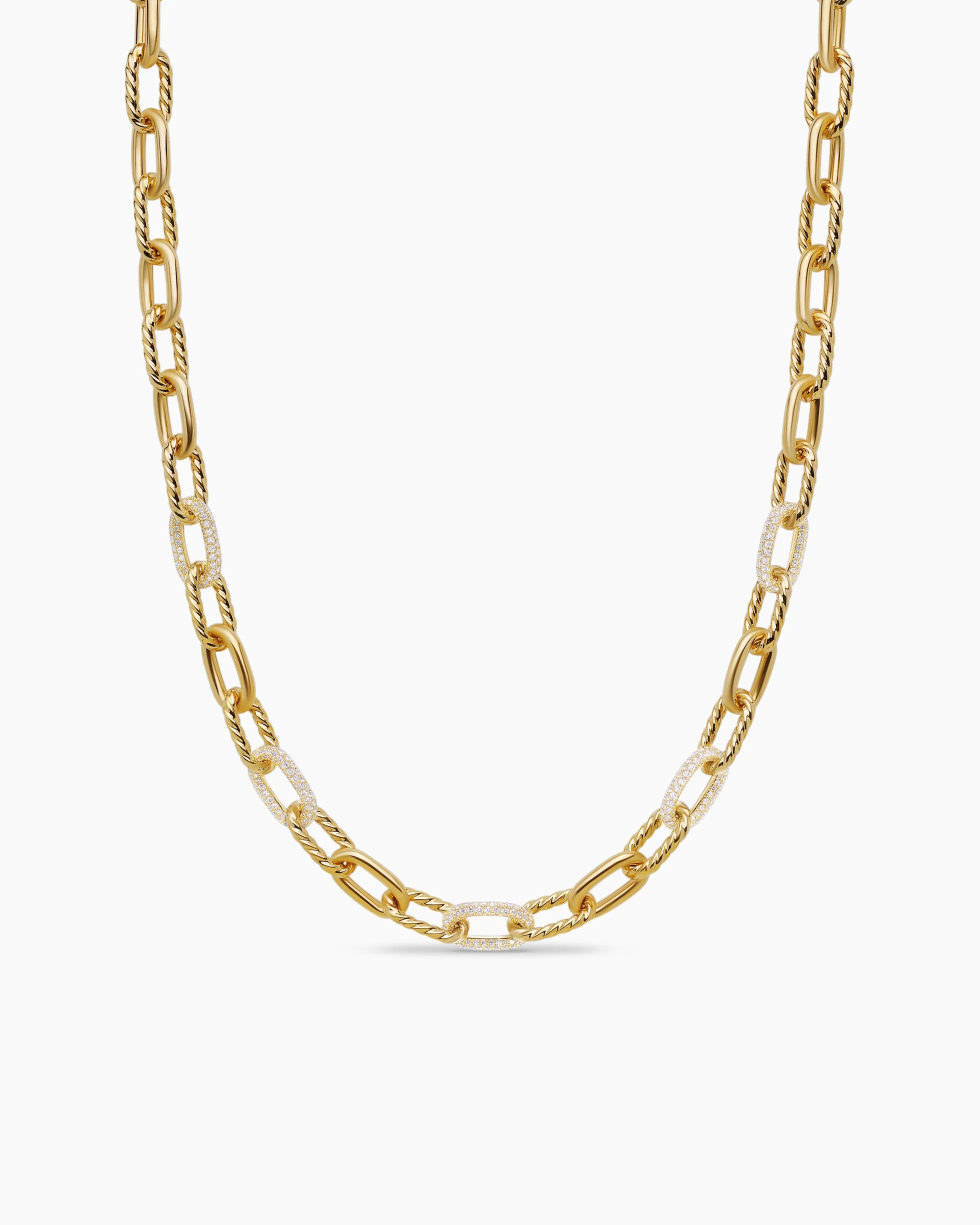 DY Madison® Chain Necklace 18K Yellow Gold with Diamonds, 8.5mm